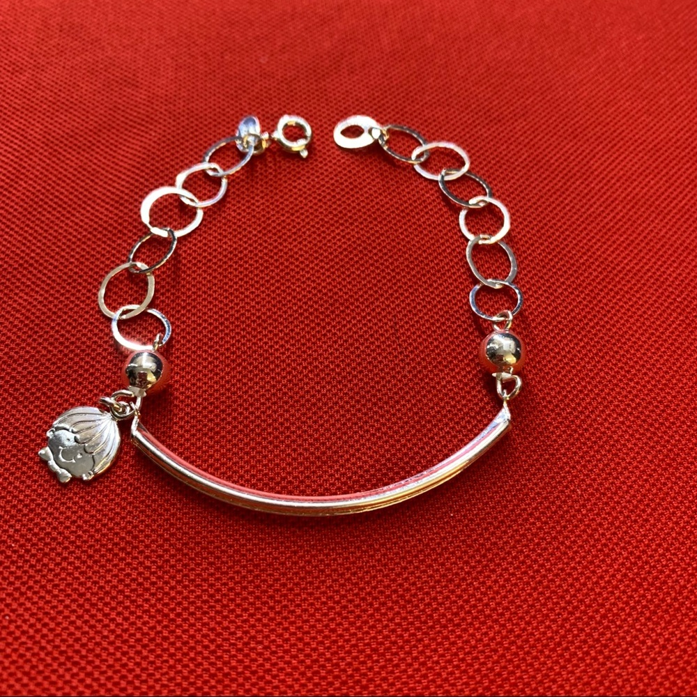 925 sterling silver bracelet with white zircon‎  and a child's charm for women
